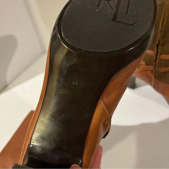 Lauren Ralph Lauren Brown Leather Boots Womens 9B Misa Vachette Suede Tall - Picture 7 of 10